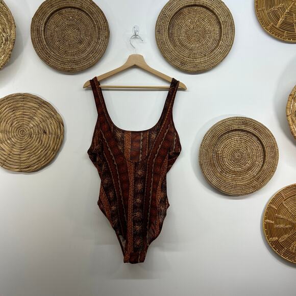 Vintage Y2K 2000s Sun Print Celestial Sheer One Piece Bodysuit Tank Top Festival - Picture 3 of 6